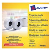 AVERY Labels on Roll  for 2 line pricing gun Perm. White (18D/2L) 26 x 16 mm