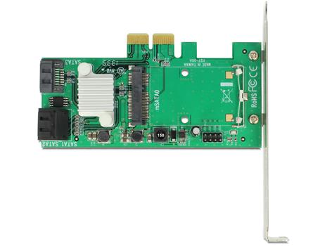 DELOCK kontrollerkort,  PCI-E 2.0 x4, SATA 6, 1xmSATA, 3x SATA 7-pin (89371)