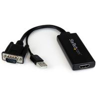 StarTech VGA to HDMI Adapter with USB Audio - VGA to HDMI Converter for Your Laptop / PC to HDTV - AV to HDMI Connector (VGA2HDU) - Videokonverter - VGA - HDMI - svart