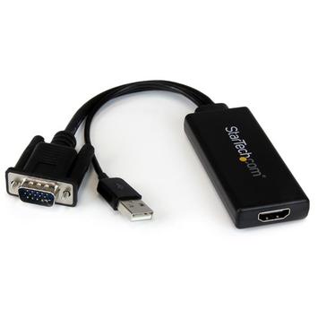 StarTech VGA to HDMI Adapter with USB Audio - VGA to HDMI Converter for Your Laptop / PC to HDTV - AV to HDMI Connector (VGA2HDU) - Videokonverter - VGA - HDMI - svart (VGA2HDU)