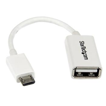 STARTECH WHITE MICRO USB MALE TO USB FEMALE OTG HOST CABLE - 5IN CABL (UUSBOTGW)