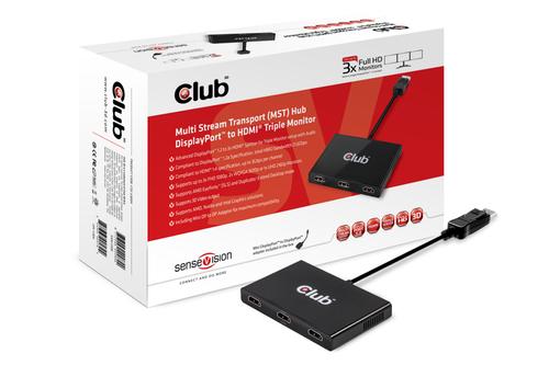 CLUB 3D MST HUB 3-1 HDMI Max resolution 4Kx2K 30 Hz 24 bpp (DP1.2a) and 1920x1080(FHD) 240Hz 24bpp (CSV-5300H)