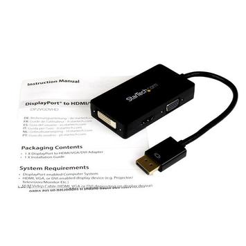 StarTech 3 in 1 DisplayPort Multi Video Adapter Converter - 1080p DP Laptop to HDMI VGA or DVI Monitor or Projector Display (DP2VGDVHD) - video adapter - DisplayPort / HDMI / DVI / VGA - 26.6 m (DP2VGDVHD)