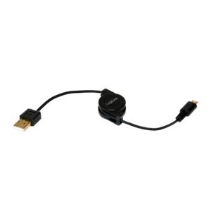 LOGILINK USB Kabel A -> micro B St/St retractable,  0,75m sw (CU0090)