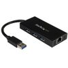 STARTECH 3 Port USB 3.0 Hub w/ GbE Adapter NIC - Aluminum w/ Cable	 (ST3300GU3B)