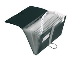 HERLITZ Fächermappe PP 12F schw. Gummizug Visitenkartenfach (11208394)