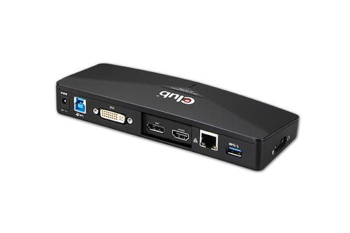 CLUB 3D CLUB3D SenseVision USB 3.0 4K Docking Station, Ledning, USB 3.0, USB B, 10, 100, 1000 Mbit/s, Sort, Strøm (CSV-3103D)