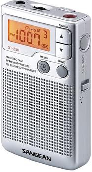 SANGEAN DT-250 SILVER AM/FM Stereo Pocket Receiver (A500043)