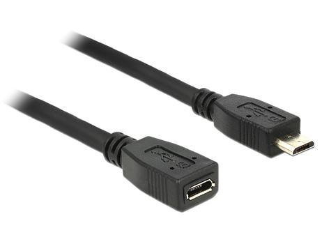 DELOCK 0.5m USB micro-B M/F, 2.0, Micro-USB B, Micro-USB B (83567)