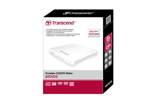 TRANSCEND 8X DVD SLIM TYPE USB WHITE (TS8XDVDS-W)