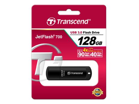 TRANSCEND JetFlash 700 - USB flash drive - 128 GB - USB 3.0 - black (TS128GJF700)