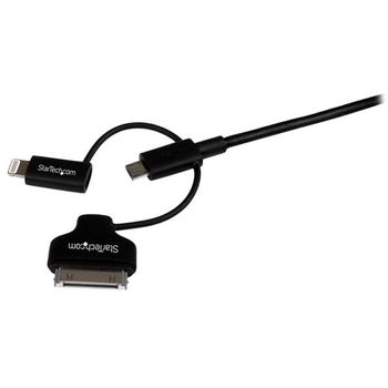 STARTECH "Lightning or 30-Pin Dock or Micro-USB to USB Cable - 1m, Black" (LTADUB1MB)