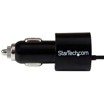 STARTECH Dual-Port Car Charger - USB with Built-in Micro-USB Cable - Black (USBUB2PCARB)