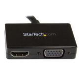 StarTech 2 in 1 Displayport Adapter - DisplayPort to HDMI or VGA - DisplayPort Adapter - 1920x1200 - Travel Adapter (DP2HDVGA) - videokonverter - svart (DP2HDVGA)
