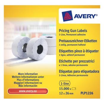 AVERY Label Roll for 1 line pricing gun Perm. White (8D/1L)  26 x 12 mm (PLP1226)