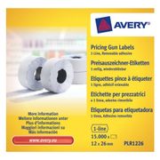 AVERY Labels on Roll  for 1 line pricing gun Remv. White (8D/1L) 26 x 12 mm
