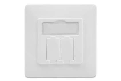 DIGITUS Wallplate for Keystone Jacks German Type 80x80 frame 50x50 central plate design comp. NS (DN-93831)