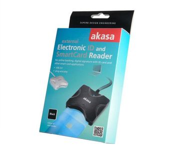 AKASA Extern Smart Card Reader ID och smartkort kompatibel,  ISO7816, USB 2.0, 2000/ XP/ VISTA/ 7 (AK-CR-03BKV2)