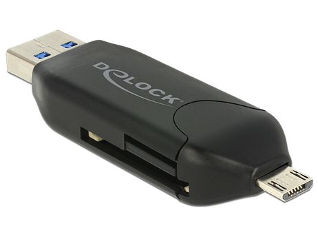 DELOCK Micro USB OTG card reader + USB 3.0 A plug (black) (91734)