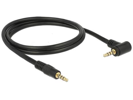 DELOCK Cable Stereo Jack 3.5 mm 4 pin male > male angled 1 m black (84737)