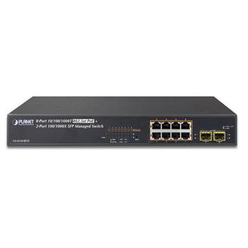 PLANET 8-PORT MANAGED SWITCH 10/ 100/ 1000T POE+2-PORT SFP      IN WRLS (GS-4210-8P2S)