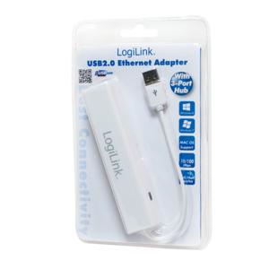 LOGILINK - USB 2.0 to Fast Ethernet Adapter with 3-Port USB Hub (UA0174A)