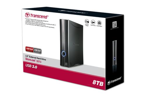 TRANSCEND StoreJet 3,5 8TB USB 3.0 sort (TS8TSJ35T3)