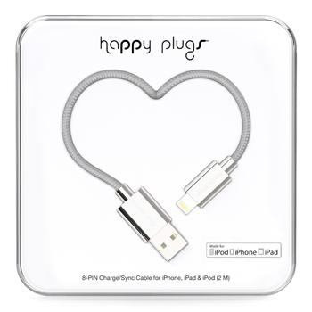 HAPPY PLUGS Lightning to USB Charge/ Sync Cable (2.0m) - Silv (9911 $DEL)