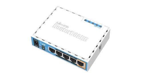 MIKROTIK hAP, 650MHz CPU, 64MB RAM, 5xLAN, 2.4Ghz 802.11b/ g/ n 2x2, int. ant, USB, ROS L4, (RB951Ui-2nD)