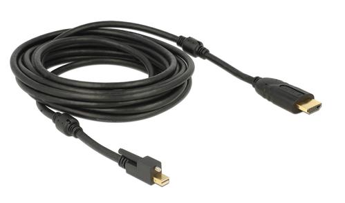 DELOCK mini DP 1.2 male with screw > HDMI male 4K Active black 5 m (83732)