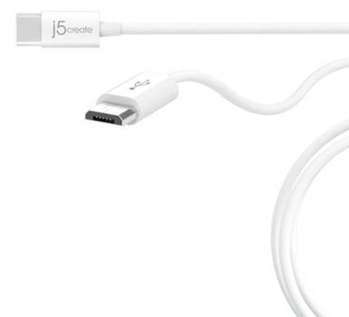 J5 CREATE USB 2.0 cable, Type C M - Type micro B M, 0,9m, white (JUCX09)