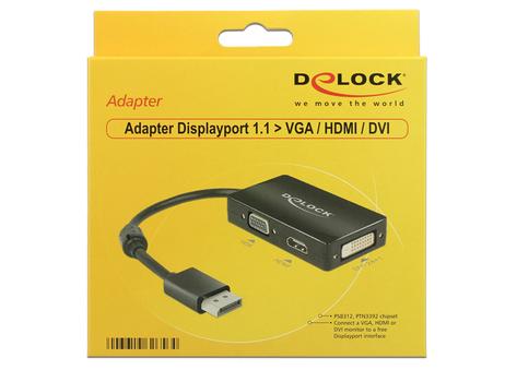 DELOCK Adapter DP male - VGA/ HDMI/ DVI female black (62656)