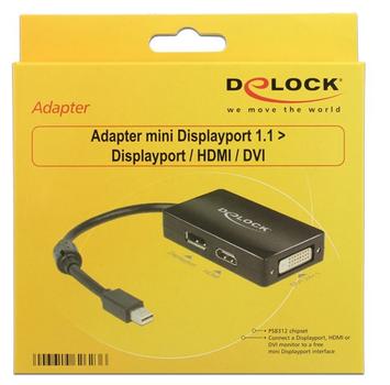 DELOCK Adapter mini DP male > DP/ HDMI/ DVI F Black (62623)