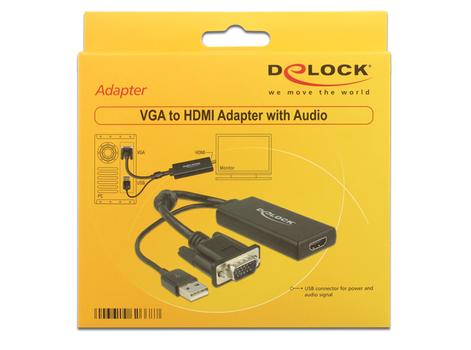DELOCK 0.25m VGA+USB2.0-A/ HDMI (62668)