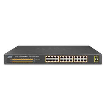 PLANET GSW-2620HP,  Managed network switch, 10G Ethernet (100/ 1000/ 10000),  Strøm over Ethernet (PoE) Support, 1U (GSW-2620HP)