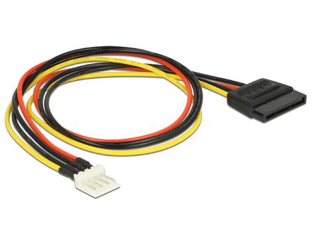 DELOCK 4-PIN mini-strømforsyningsforbinder (male) - 15 pin Serial ATA strøm (male) Sort Rød Gul 40cm (83878)