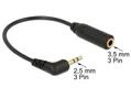 DELOCK Audio Cable 2.5 mm male angled > 3.5 mm 3 pin female (65672)