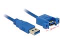 DELOCK Cable USB 3.0 Type-A male > USB 3.0 Type-A female panel-mount 1 m (85112)