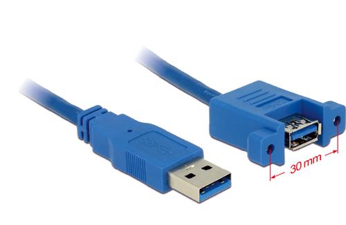 DELOCK Cable USB 3.0 Type-A male > USB 3.0 Type-A female panel-mount 1 m (85112)