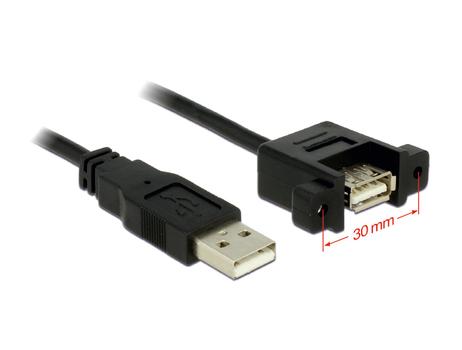 DELOCK Cable USB 2.0 Type-A male > USB 2.0 Type-A female panel-mount 1 m (85106)