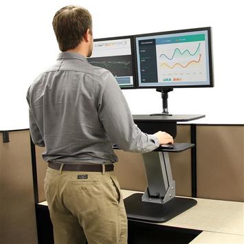 StarTech Height Adjustable Standing Desk Converter - Sit Stand Desk with One-finger Adjustment - Ergonomic Desk (ARMSTS) monteringssett - for LCD-skjerm / tastatur / mus / bærbar - svart, sølv (ARMSTS)