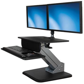 StarTech Height Adjustable Standing Desk Converter - Sit Stand Desk with One-finger Adjustment - Ergonomic Desk (ARMSTS) monteringssett - for LCD-skjerm / tastatur / mus / bærbar - svart, sølv (ARMSTS)