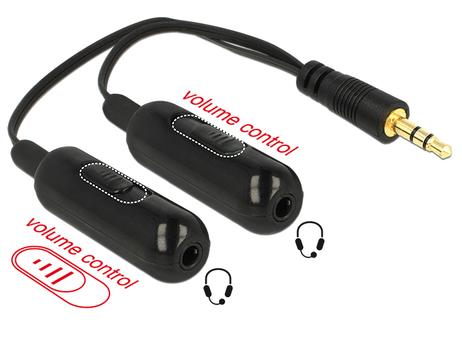 DELOCK audio splitter jack 3.5mm > 2x3.5mm + Vol (65683)
