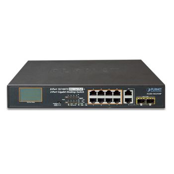 PLANET 8P DT SWITCH 10/100TX 802.3AT POE+2P GB TP/SFP LCD POE IN CPNT (FGSD-1022VHP)