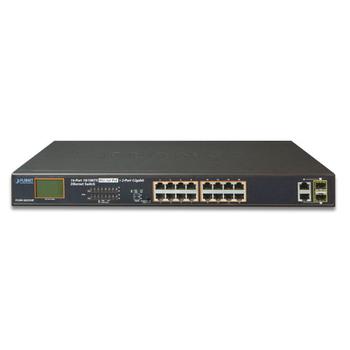 PLANET 16P SWITCH 10/100TX 802.3AT POE+2P GB TP/SFP LCD POE IN CPNT (FGSW-1822VHP)