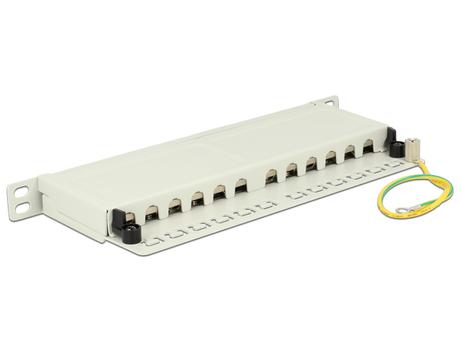 DELOCK 10" 12-port patchpanel,  kron, skärmad, cat6a, grå (43311)