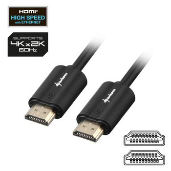 SHARKOON HDMI/HDMI 4K, 2m, HDMI, HDMI, Mand, Mand, Lige, Lige (4044951018031)