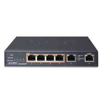 PLANET Switch  6-p Gigabit 4xPoE+ Desktop B55W External Power (GSD-604HP)