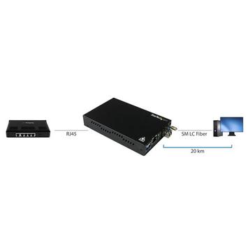 StarTech Singlemode (SM) LC Fiber Media Converter for 1Gbe Network - 20km - Gigabit Ethernet - 1310nm - with SFP Transceiver (ET91000SM20) - fibermedieomformer - 1GbE (ET91000SM20)