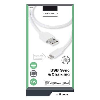 VIVANCO USB lghtning kabel 1,2m hvid (2836299)
